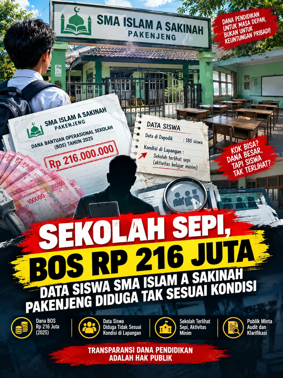 Sekolah Sepi, BOS RP 216 Juta Data Siswa SMA Islam As Sakinah Pakenjeng Diduga Tak Sesuai Kondisi