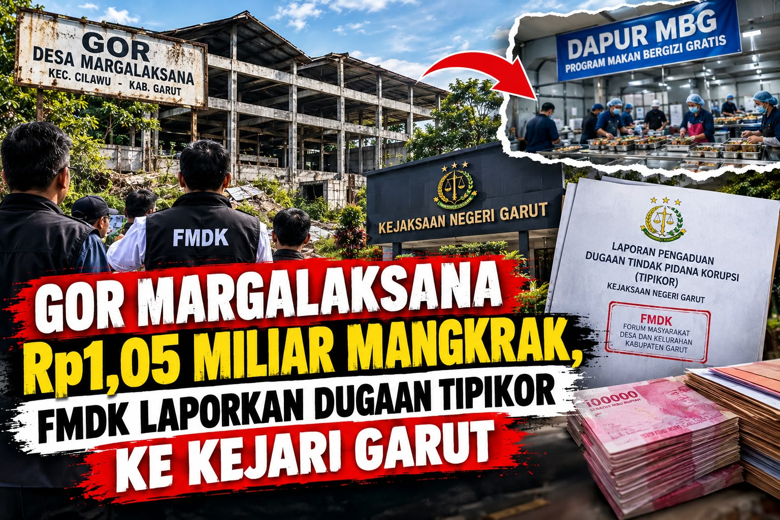 GOR MARGALAKSANA Rp 1,05 MILIAR MANGKRAK, FMDK LAPORKAN DUGAAN TIPIKOR KE KEJARI GARUT
