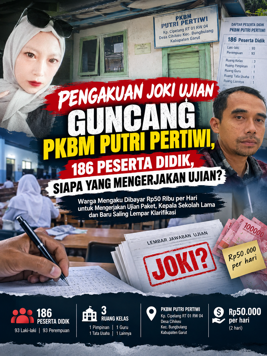 PENGAKUAN JOKI UJIAN GUNCANG PKBM PUTRI PERTIWI, 186 PESERTA DIDIK, SIAPA YANG MENGERJAKAN UJIAN?