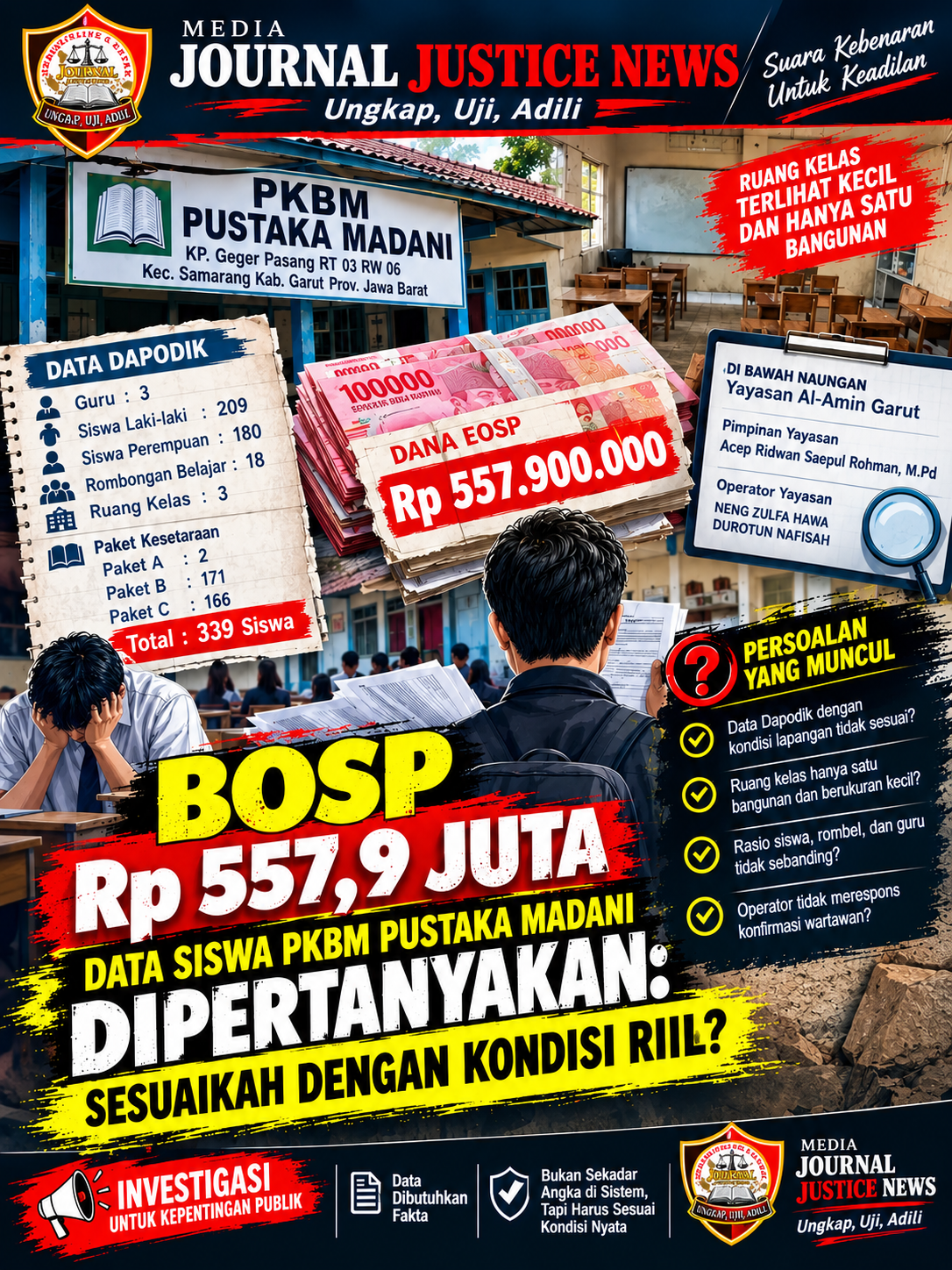 BOSP Rp 557,9 Juta, Data Siswa PKBM Pustaka Madani Dipertanyakan, Sesuaikah Dengan Kondisi Riil?