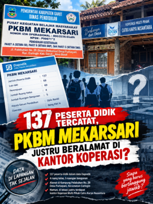 137 Peserta Didik Tercatat, PKBM Mekarsari Justru Beralamat di Kantor Koperasi?