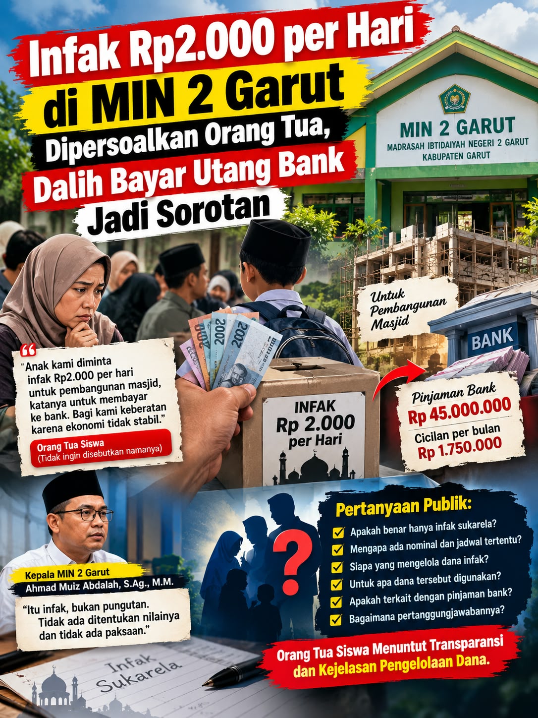 Infak Rp 2.000 per Hari di MIN 2 Garut Dipersoalkan Orang Tua, Dalih Bayar Utang Bank Jadi Sorotan