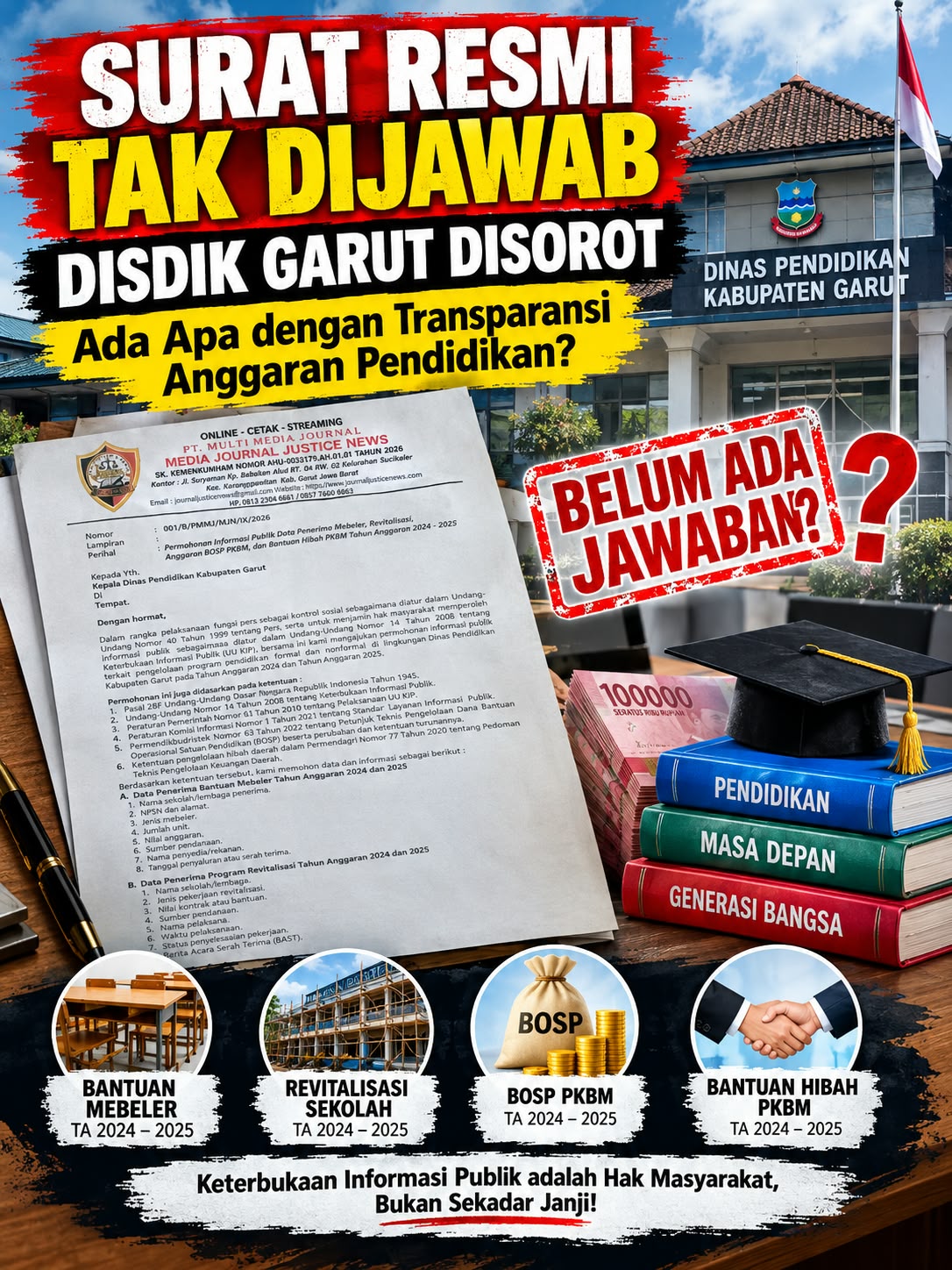 Surat Resmi Tak Dijawab, Disdik Garut Disorot, Ada Apa dengan Transparansi Anggaran Pendidikan?