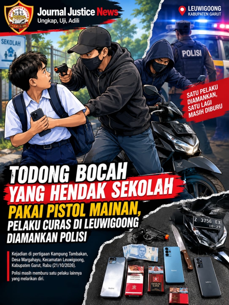 Todong Pelajar 12 Tahun dengan Pistol Mainan, Satu Terduga Pelaku Curas di Leuwigoong Ditangkap