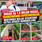 Irigasi Rp 1,8 Miliar Rusak, Transparansi Dipertanyakan, Wartawan Malah Ditantang Ketua Apdesi Bungbulang